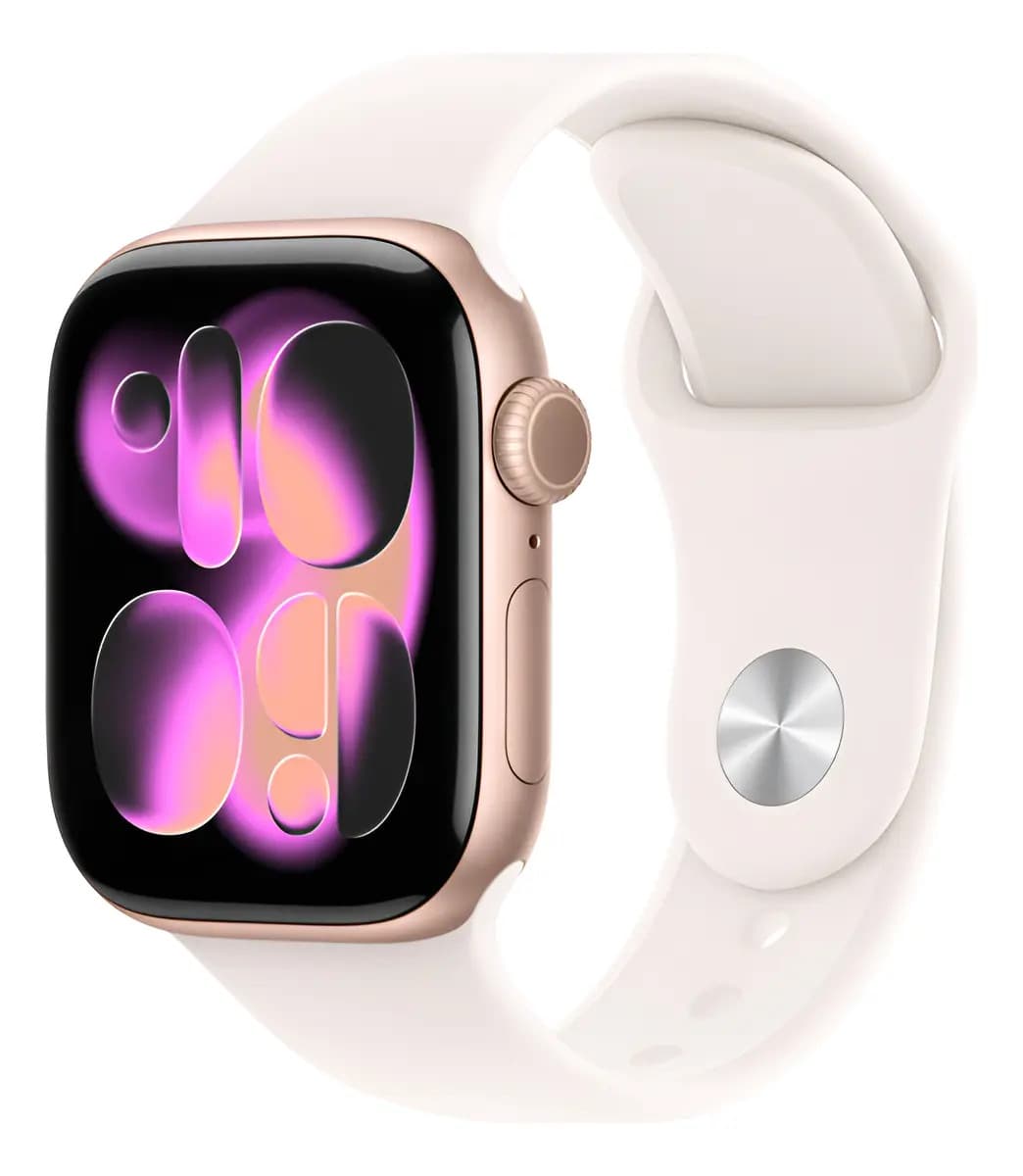 Apple Watch Series 11 GPS - Caixa cor de ouro rosa de alumínio – 42 mm - Pulseira esportiva blush-clara – P/M