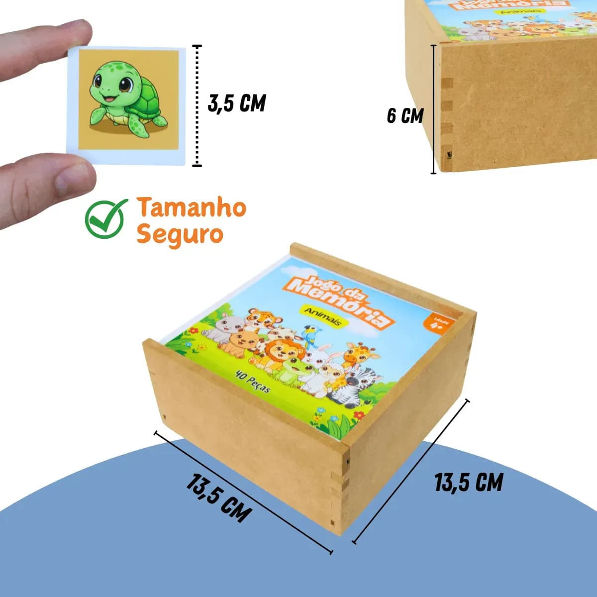 Jogo Da Memória Animais 40 Peças Brinquedo Educativo Infantil Em Madeira Mdf — imagem 5