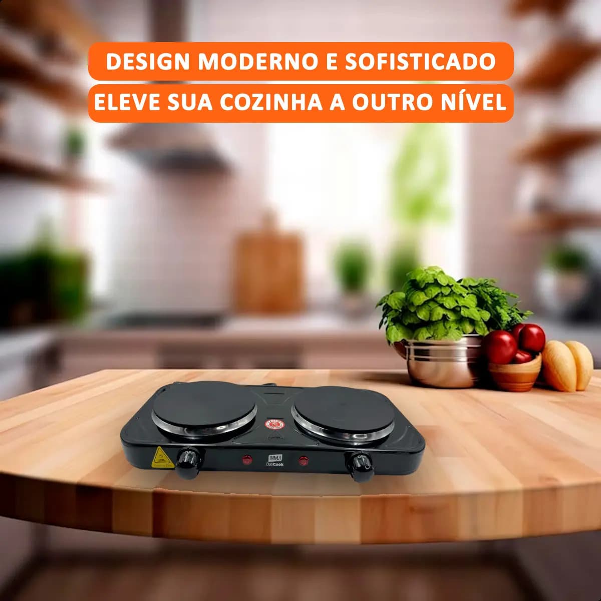 Fogão de Mesa Elétrico INMA de 2 Bocas para Camping e Viagem, em Inox — imagem 6