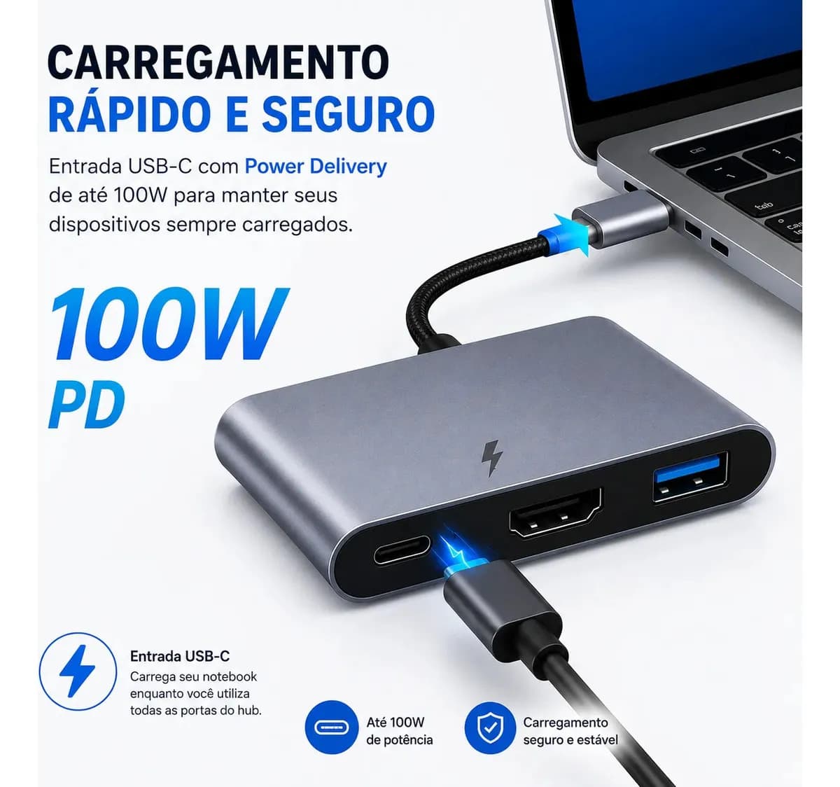 Adaptador Conversor USB-C Para Hdmi 4k 3 Em 1 Ezsias Armarinhos — imagem 4