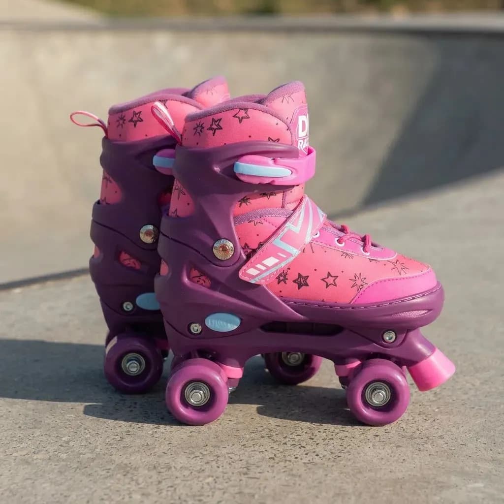 Patins 4 Rodas Ajustável Rosa DM Toys com Proteção Infantil 30-33 — imagem 4