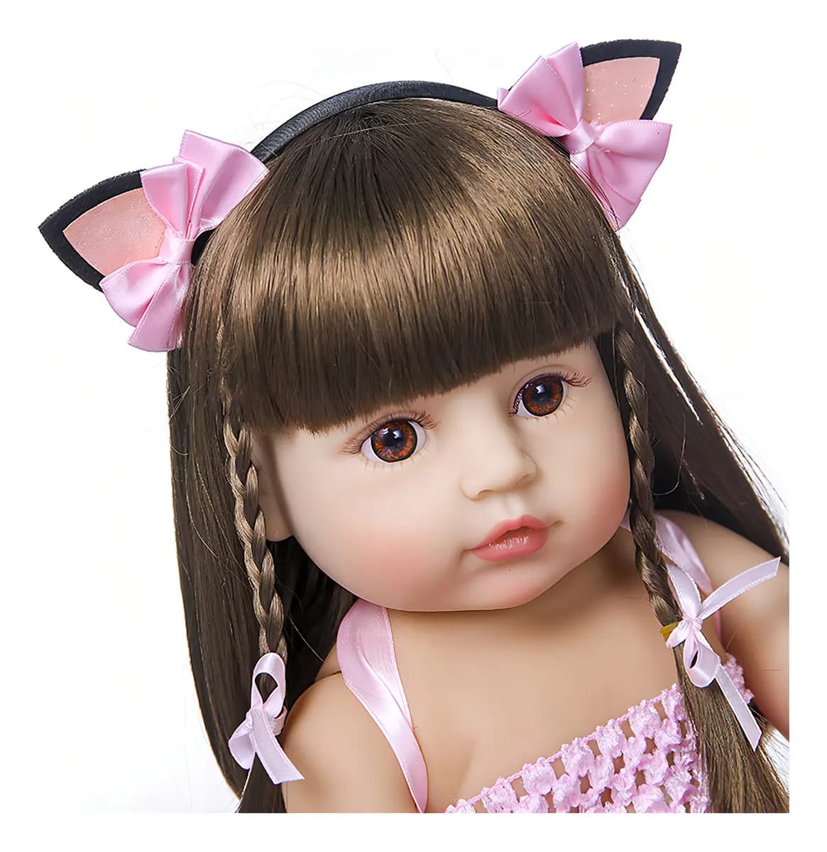 Brastoy Boneca Bebê Reborn Princesa Rosa 55cm Silicone — imagem 4