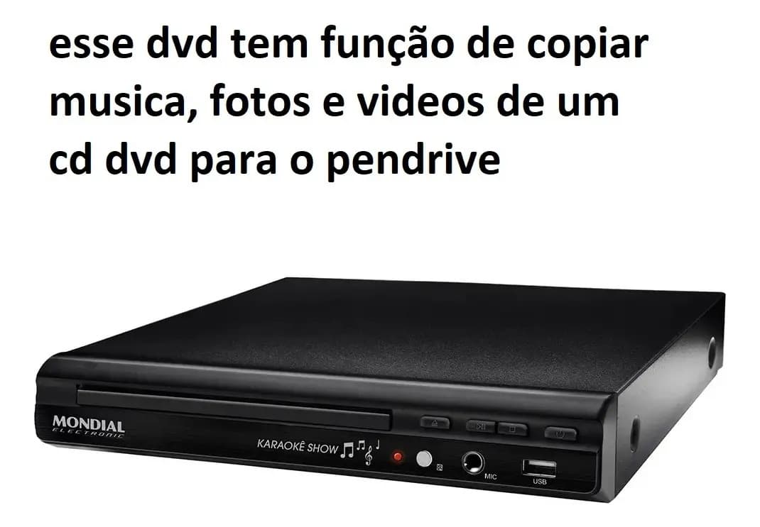 Dvd Player Mondial Mp3 Usb Karaokê 4860-01 Voltagem Bivolt — imagem 5