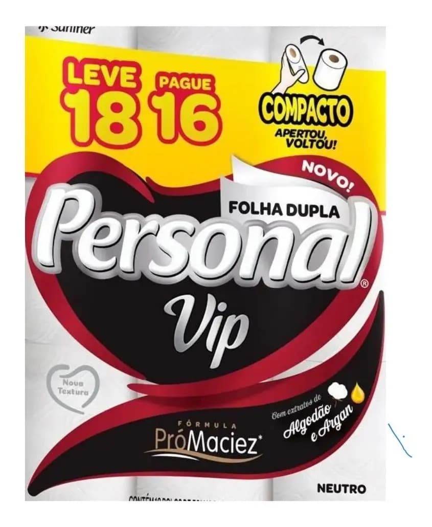 Papel Higiênico Vip Folha Dupla 30m Leve 18 pague 16 Personal — imagem 3