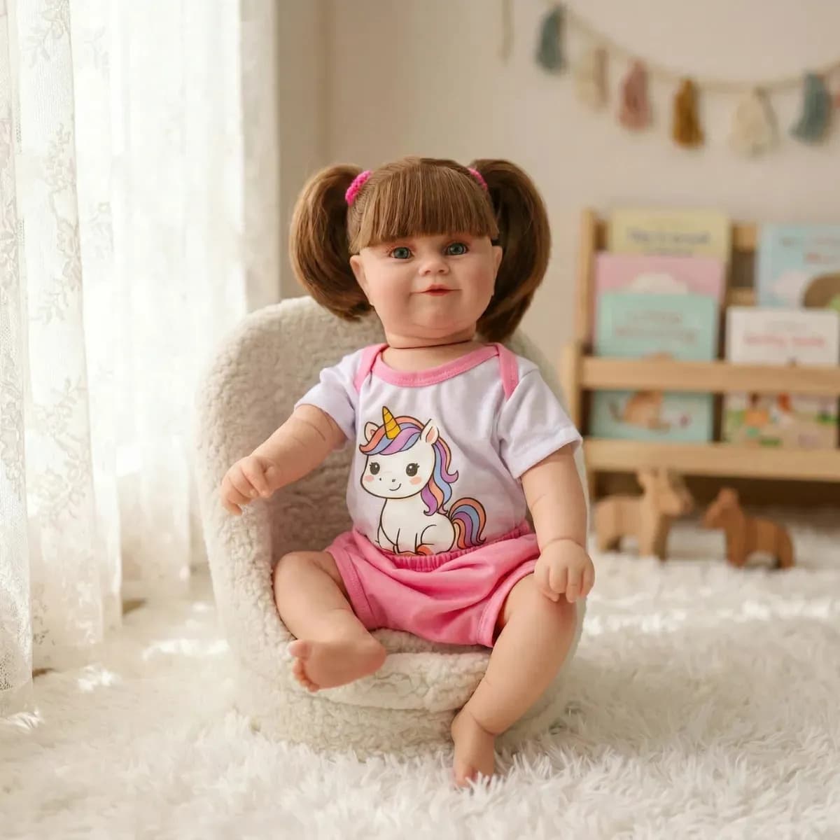 Bebê Boneca Reborn Menina Maddie Unicórnio Corpinho Silicone — imagem 4