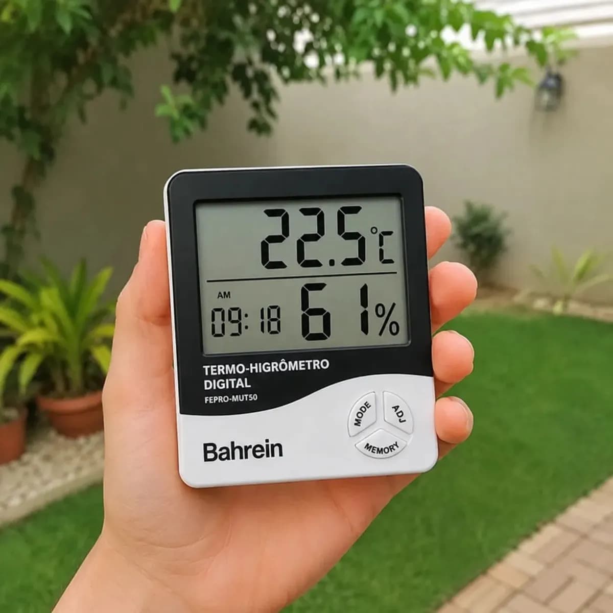 Termo Higrômetro Digital Bahrein para Medir Temperatura e Umidade com Relógio — imagem 5