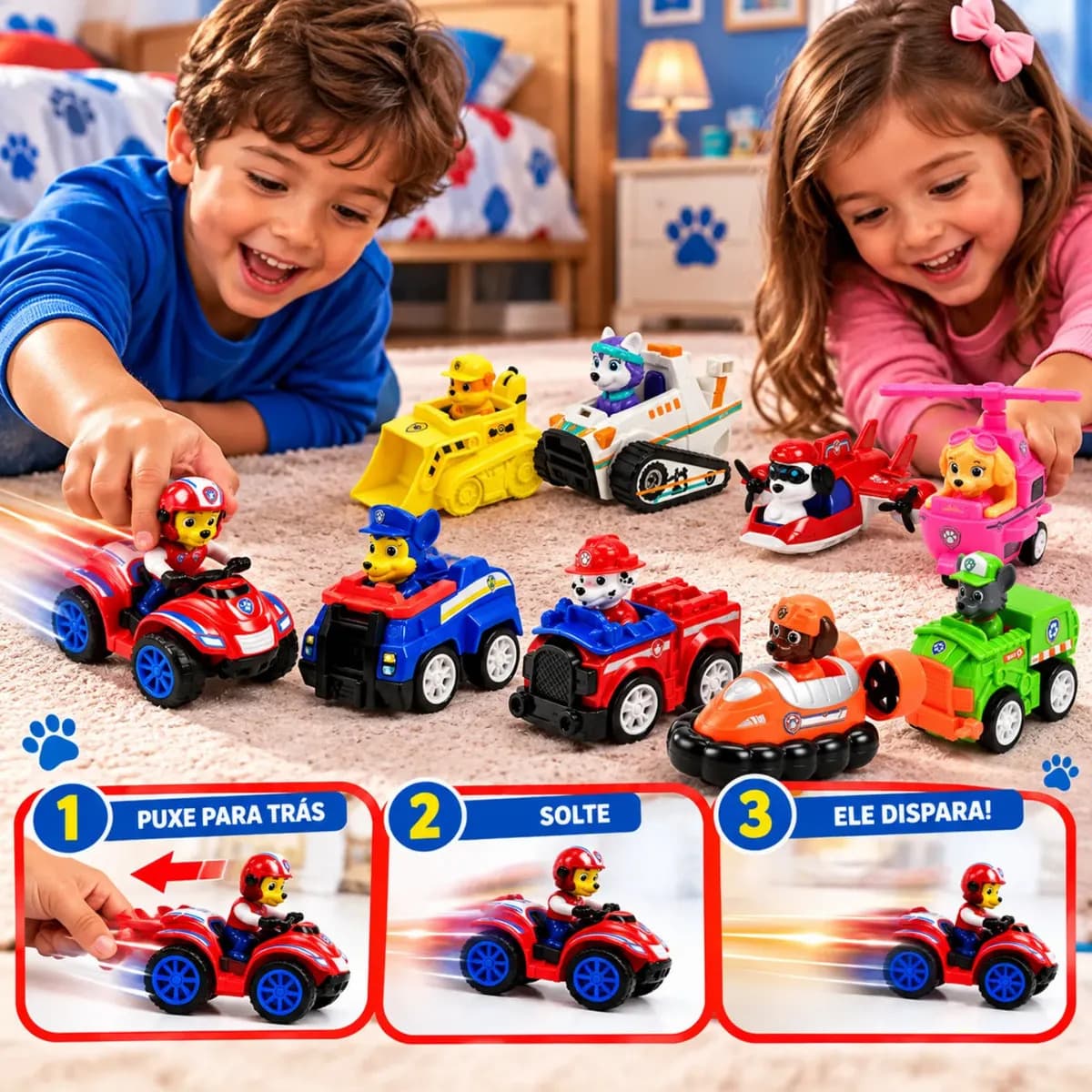 Kit 9 Carrinhos Patrulha Canina Fricção 9 Personagens Brinquedo Infantil Coleção Chase Marshall Skye Ryder Rubble Rocky Zuma Everest Robo Dog – Matheus Cardoso  — imagem 4
