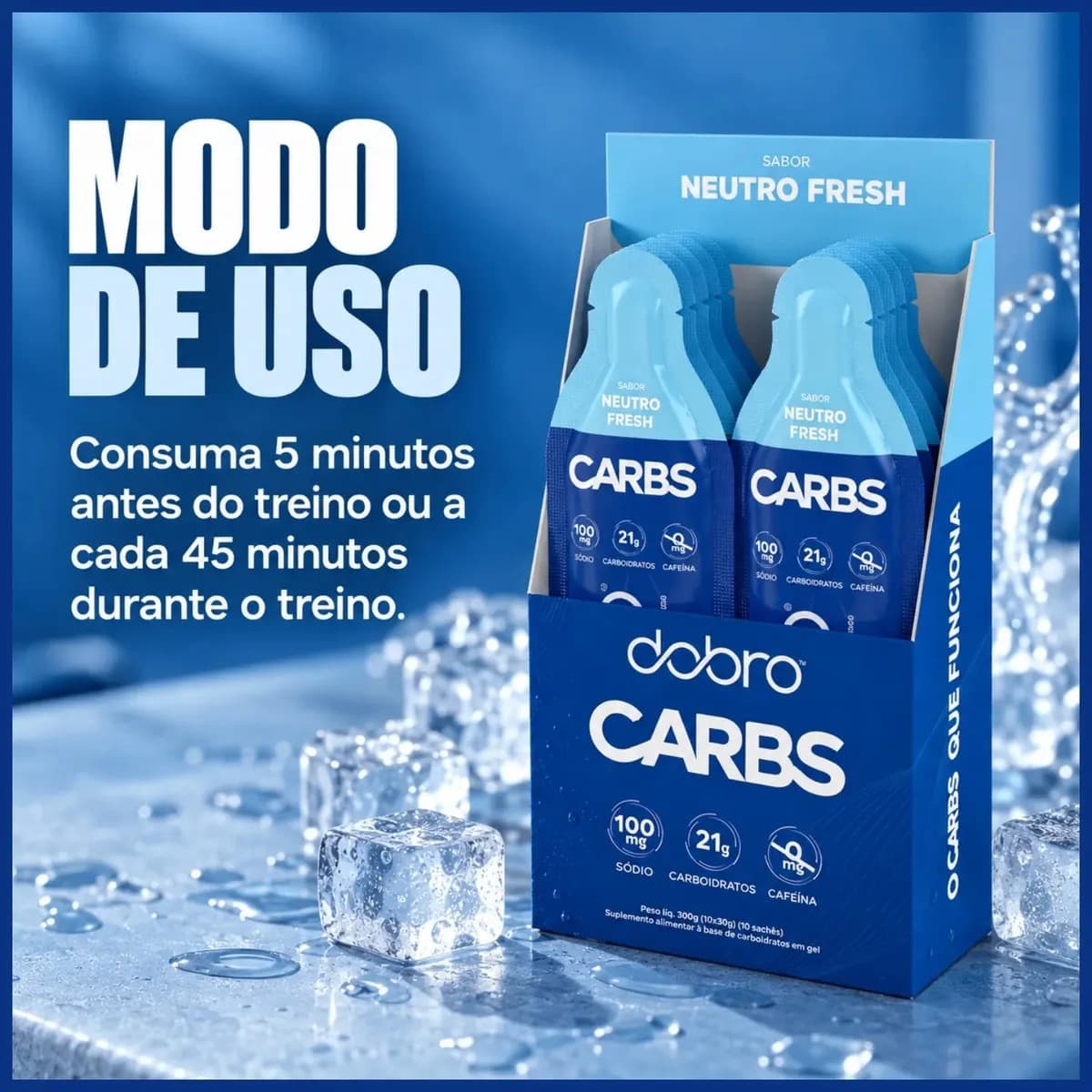 Suplemento em gel Dobro CARBS Carboidratos sabor neutro Sem Cafeína 10x30g — imagem 3