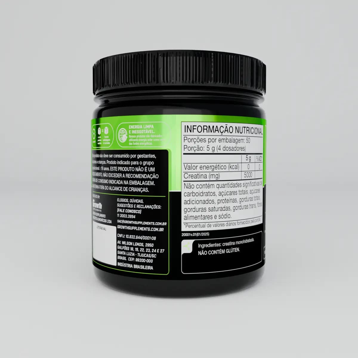 Creatina Growth Supplements Monohidratada em pó Sem sabor x 250g — imagem 4