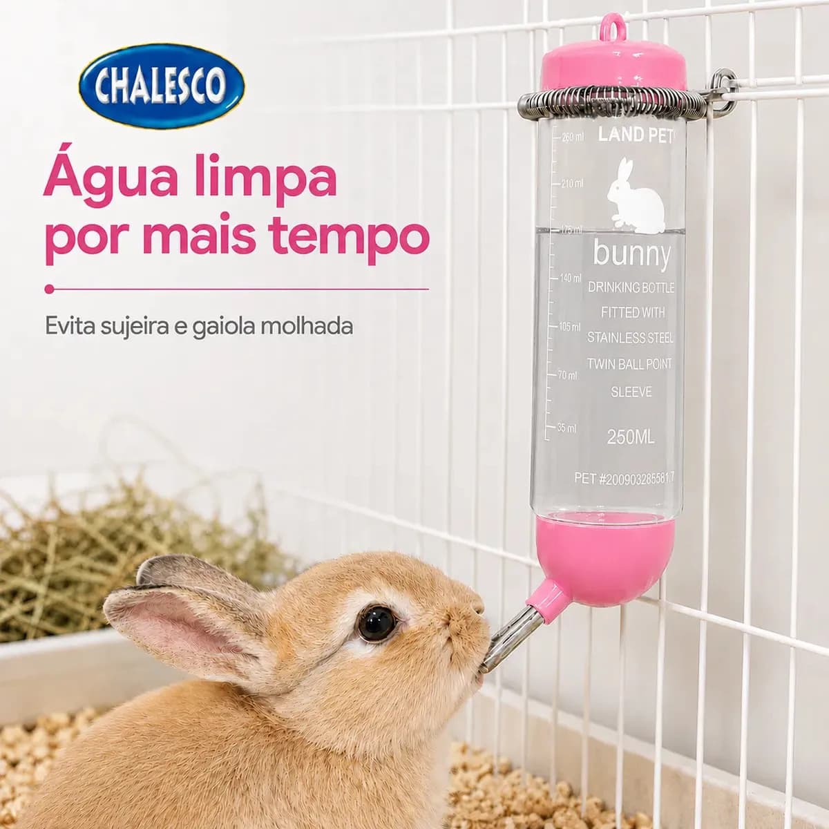 Drinker Bebedouro Para Porquinho Da India Hamster Coelho 250ml Chalesco Cor Rosa — imagem 2