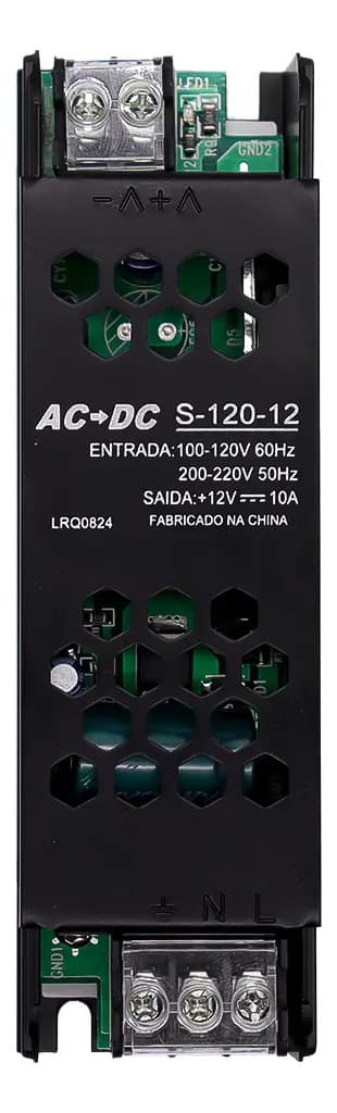 Kit 3 Fonte Chaveada Slim 12v 10a 120w P/ Cftv Fita Led Som Preta LUZTUDO — imagem 6