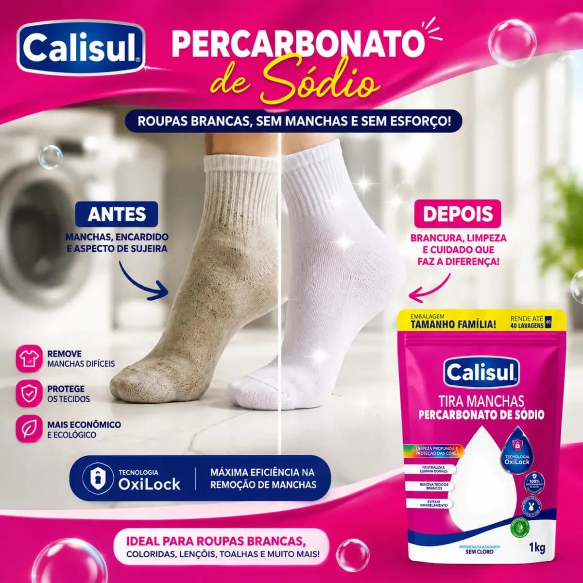 Percarbonato De Sódio 100% Puro Tira Manchas Alvejante - 1kg Calisul — imagem 2