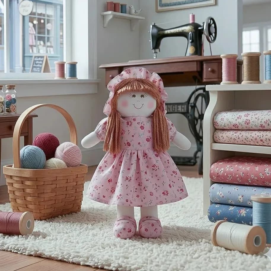Boneca De Pano Menina Vestido Estampas Sortidas Mercado Bebê — imagem 2