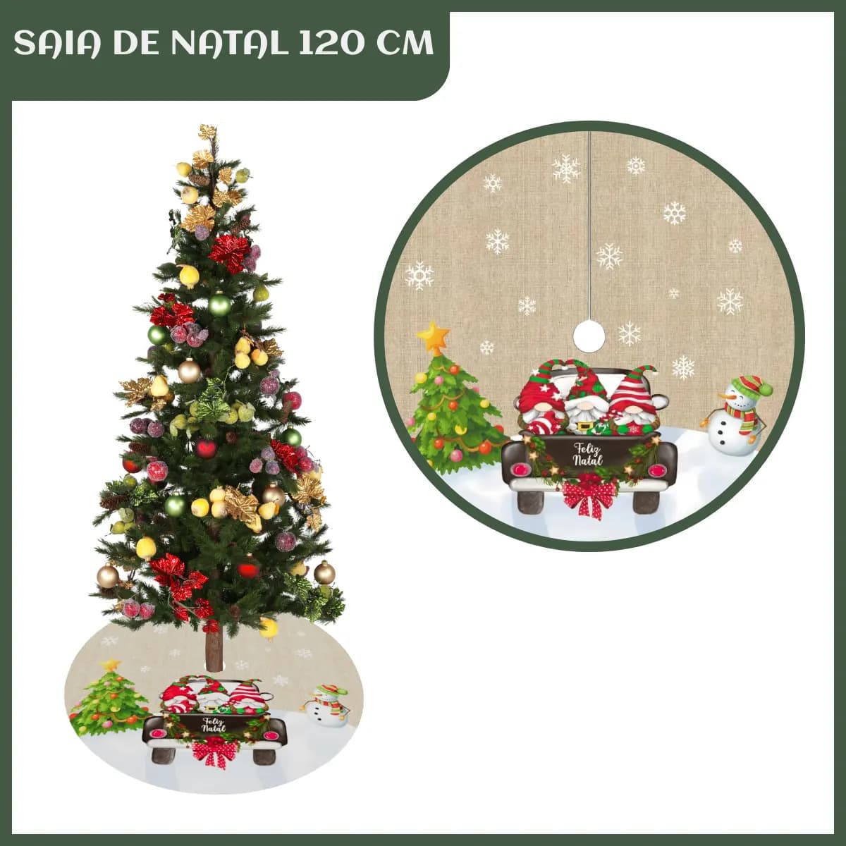 Saia Tapete Base Árvore De Natal Decoração Papai Noel Enfeite Natalino Luxo Modelo 6 Luvinco — imagem 3