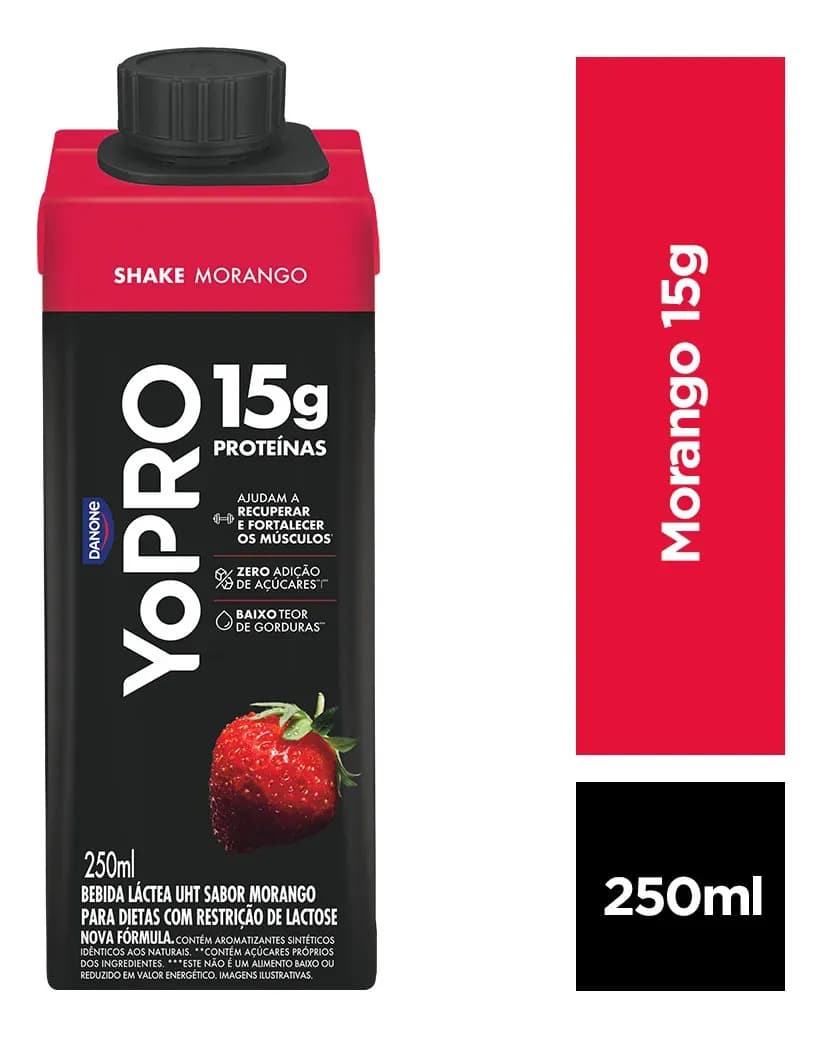 YoPRO Bebida Láctea UHT Morango 15g de proteínas 250ml — imagem 2