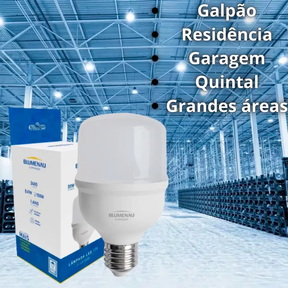 Kit 2 Lâmpadas LED 30W Blumenau Bulbo E27 Branco Frio 6500K 2400lm — imagem 4
