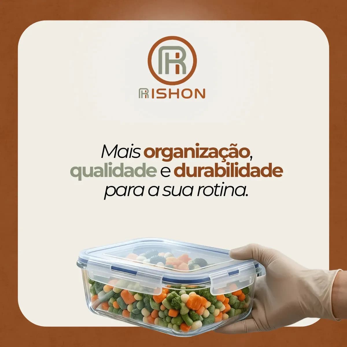 Kit 10 Pote De Vidro Marmita Hermético 640ml Freezer Fitness Rishon — imagem 6