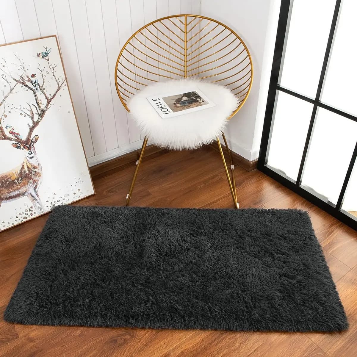 Passadeira Corredor 1,00x0,60 Tapete Super Peludo Beira De Cama Sala Quarto Cinza Texfine — imagem 2