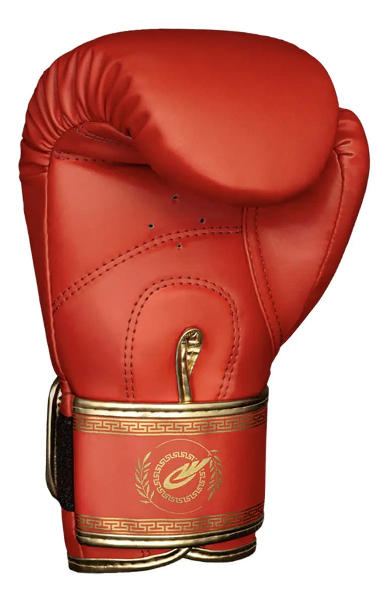 Luva De Boxe Muay Thai + Bandagem + Bucal + Case Kickboxing Cor Vermelho / Dourado Tamanho 10oz — imagem 4