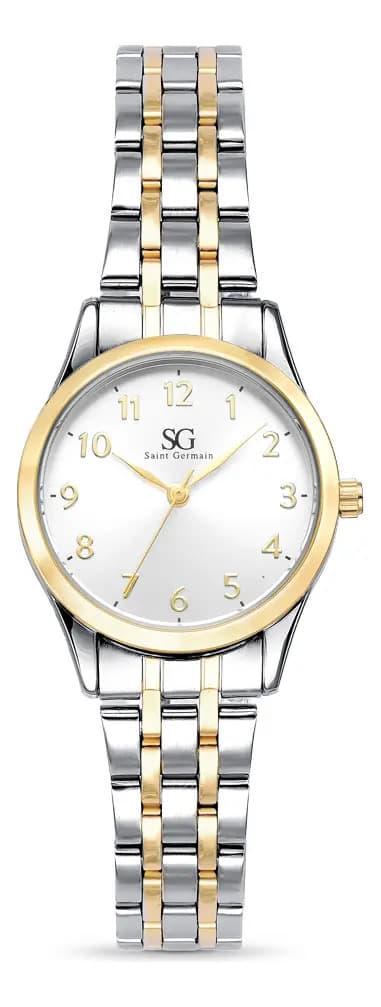 Kit Relógio Colar e Brincos Ponto De Luz Dourado e Prateado Feminino Luxo Saint Germain 28mm — imagem 6