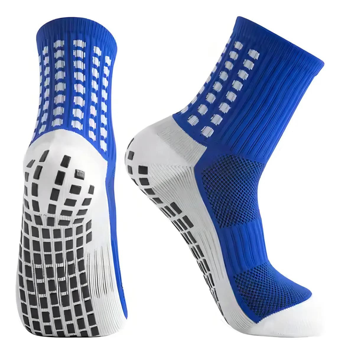 Kit 2 Pares Meias Antiderrapantes Futebol Esportivas Azul e Branco — imagem 2
