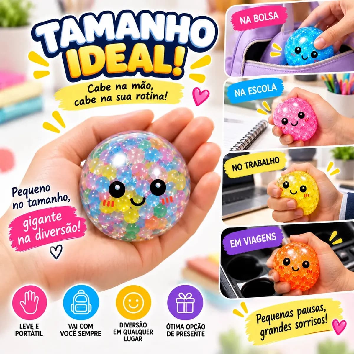 Squishy Bolinha Antiestresse Sensorial Brinquedo Infantil Presente Dia Das Crianças Menino Menina Lembrancinha Festa Aniversário Taba Gel Colorido Relaxante Ape — imagem 3