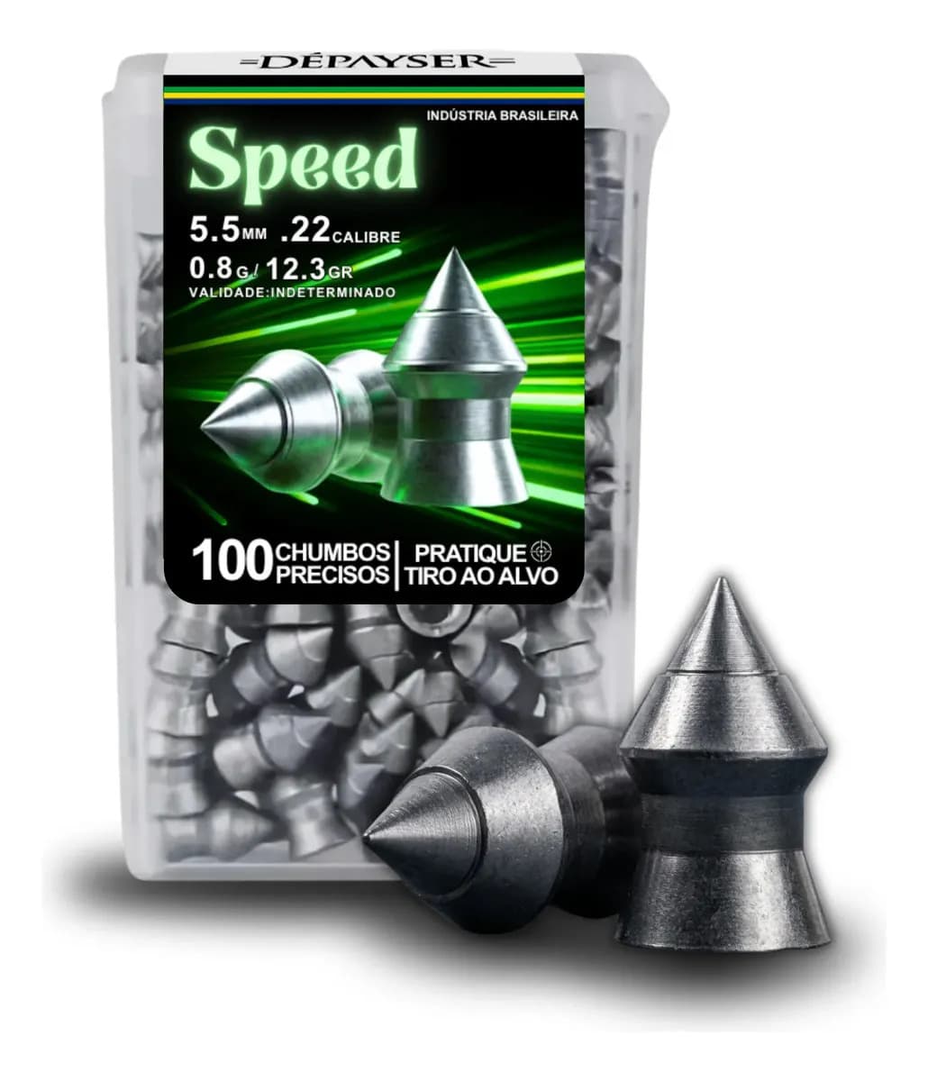 Chumbinho Chumbo Munição Pontiagudo Speed 5.5mm 100 Unidades