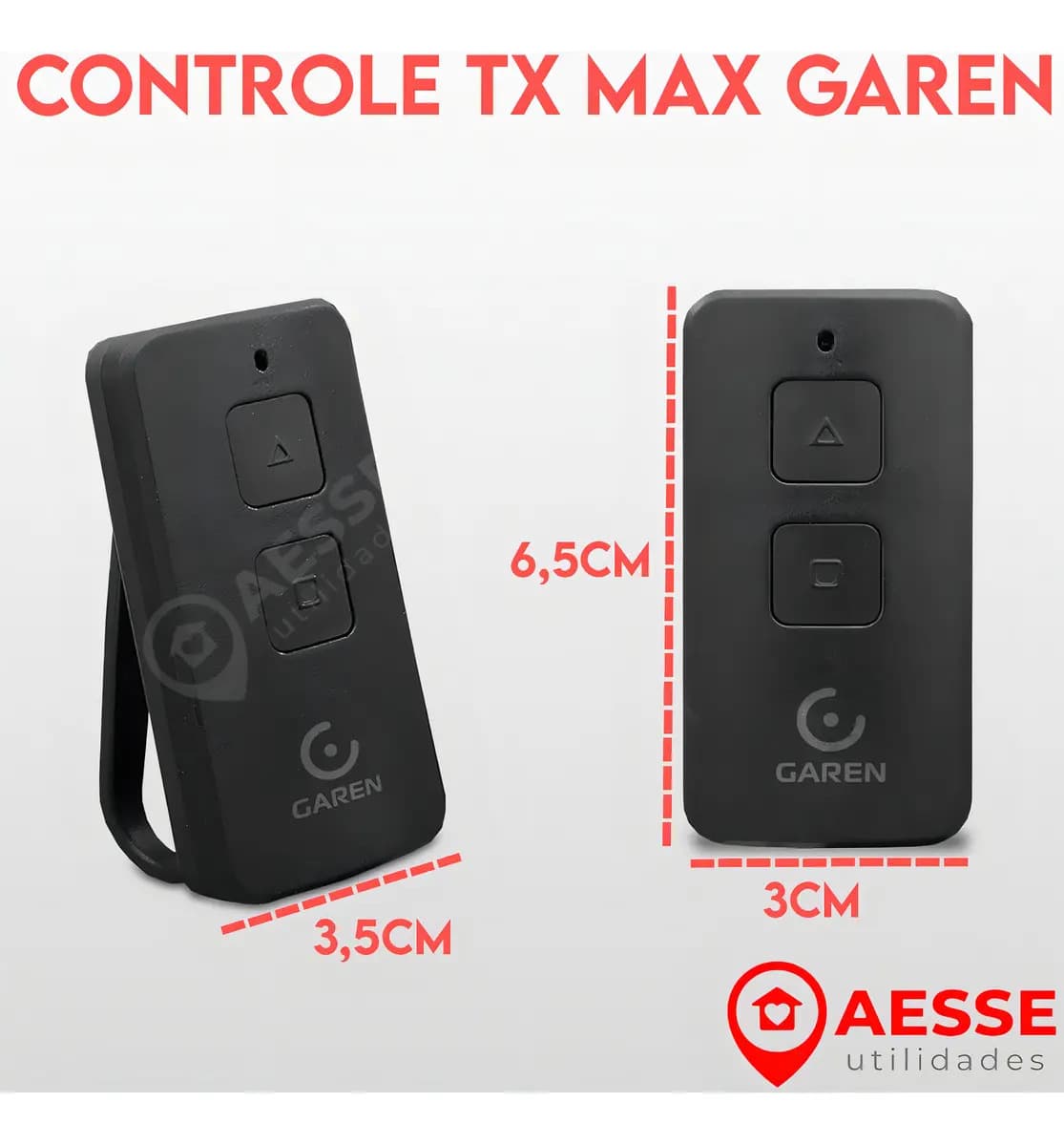 Controle Remoto Garen Tx Max 433 MHz 2 Botões Amarelo — imagem 4