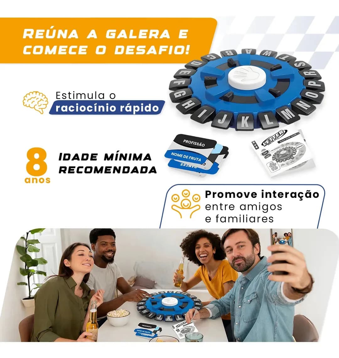Jogo De Palavras Stop Adedonha Caça Palavras Carta Tabuleiro Educativo Infantil Interativo Familia Adultos E Crianças Babuu Brinquedos Educativos — imagem 4