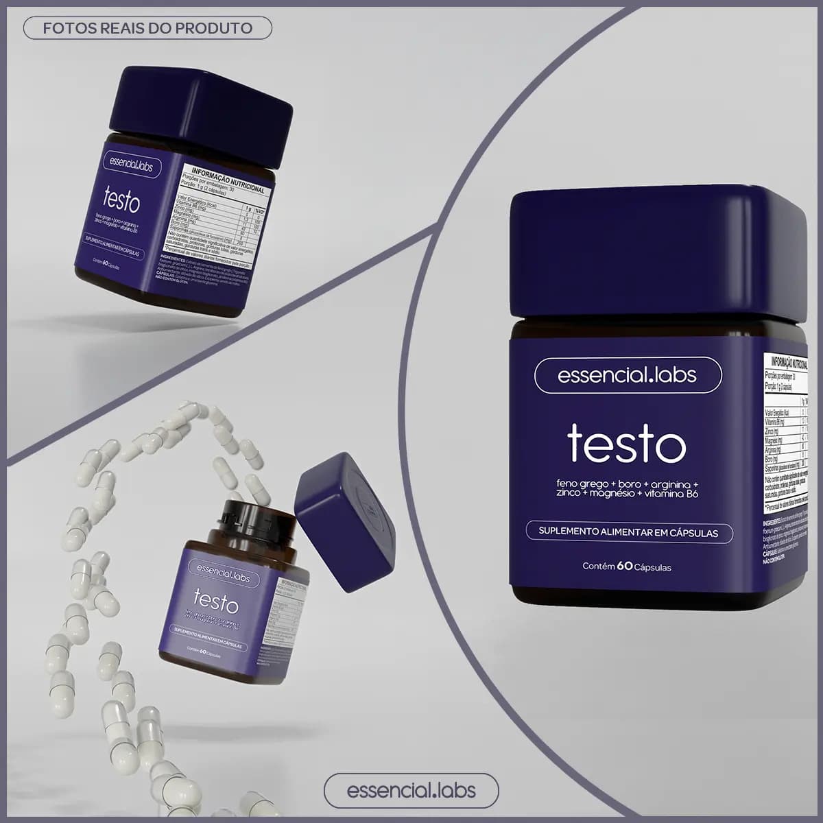 TESTO ESSENCIAL - Fórmula Avançada com Feno Grego, Boro, Arginina, Zinco, Magnésio e Vitamina B6 - 60 Cápsulas — imagem 2