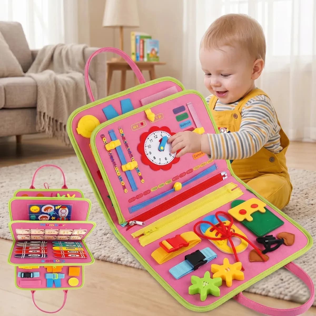 Maleta Educativa Montessori Sensorial Menino Menina Infantil Brinquedo Educativo Atividade Sensorial Cor Rosa Inpari Imports — imagem 5