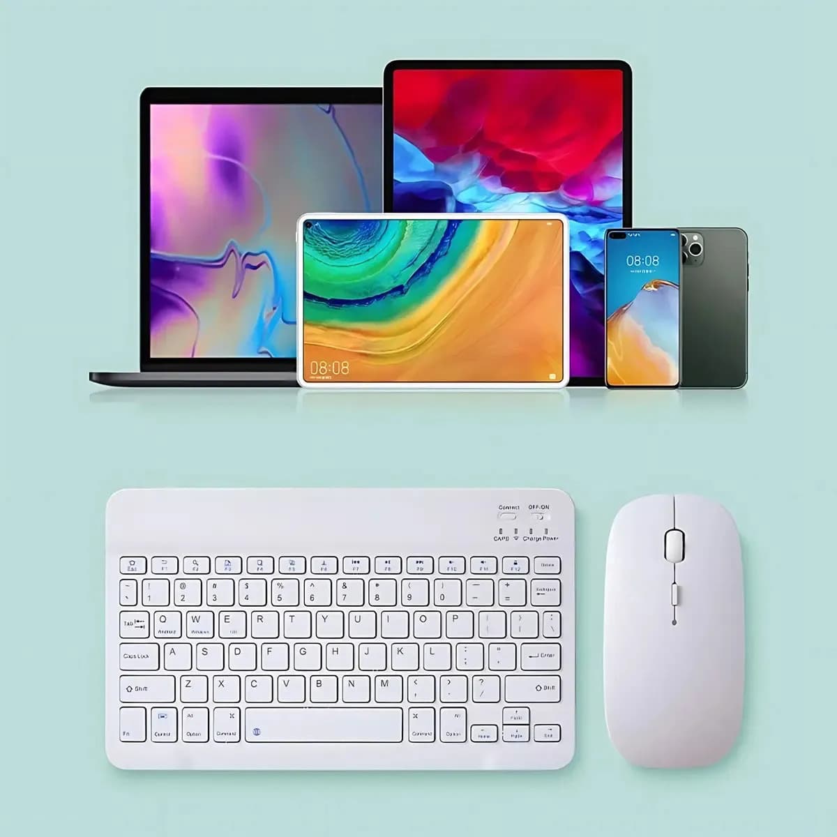 Kit Teclado E Mouse Sem Fio Bluetooth Tablet Compatível Com Android Ios E Windows Beexcellent — imagem 3