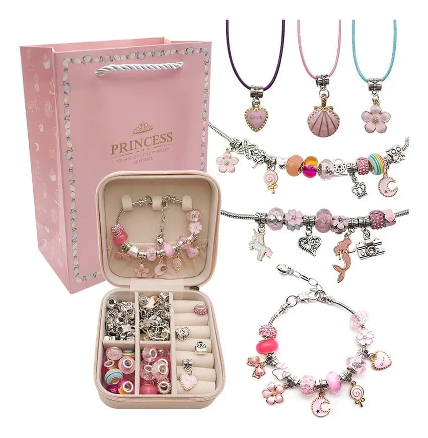 Kit Pulseira Linda Diy Com Porta De Joias P/menina Presente - Rosa — imagem 4