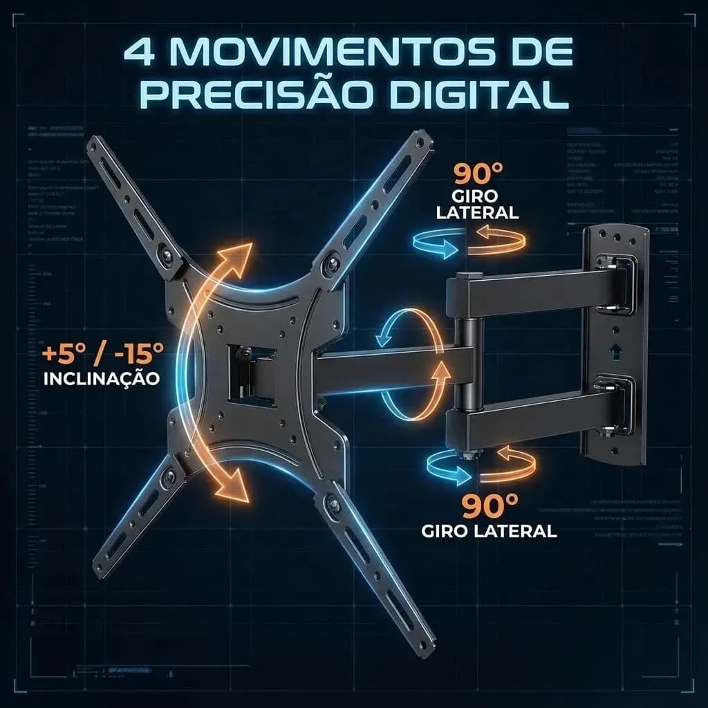 Suporte Tv Articulado Artflex Móvel Universal 32 Á 55 Polegadas Até 50kg Tv/lcd/ Led Painel E Parede — imagem 6