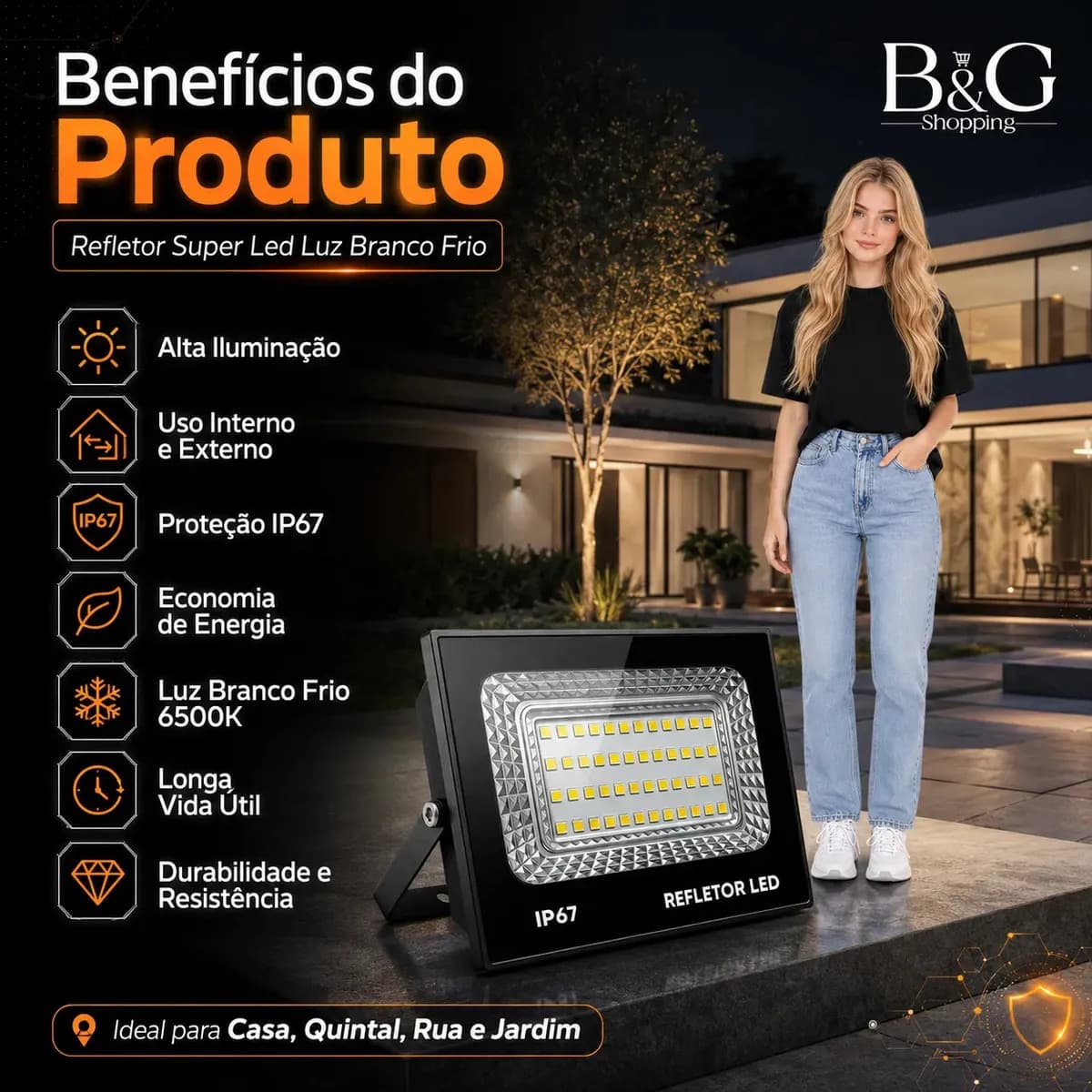 kit 2 Refletor Led 200w Holofote Bivolt Prova D'água Cor Branco Frio 6500k — imagem 2