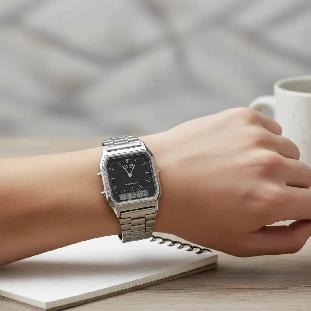 Relógio Casio Unissex Vintage Prata Aq-230a-1dmq — imagem 5
