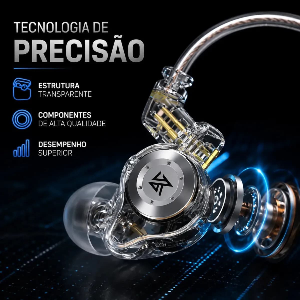 Fone KZ EDX Pro Original Sem Microfone Retorno de Palco In Ear Monitor Auricular Músicos DJ Igrejas Cantores — imagem 2