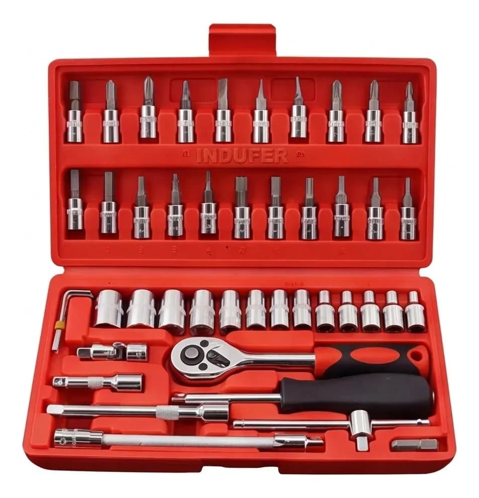 Kit Chave Catraca 46 Peças Indufer em Cromo Vanádio, para Manutenção — imagem 4