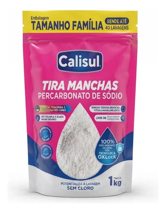Percarbonato De Sódio 100% Puro | Sem Cloro, Tira Manchas e Branqueador 1kg