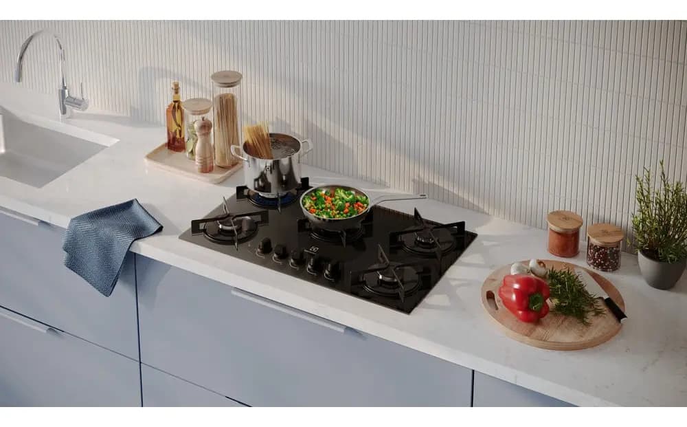 Cooktop 5 Bocas a Gás Electrolux Mesa de Vidro Efficient Grade de Aço Fosco (KE5GR) Bivolt — imagem 5