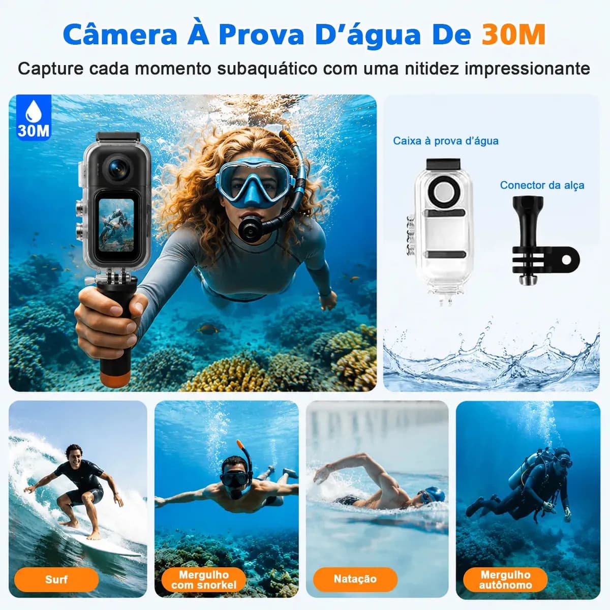 Mini Camera Filmadora 4K Esportiva Portátil Para Capacete Moto E Bike Camera Prova De Agua Acao Para Gravação De Vídeo HD Acessórios Inclusos — imagem 6