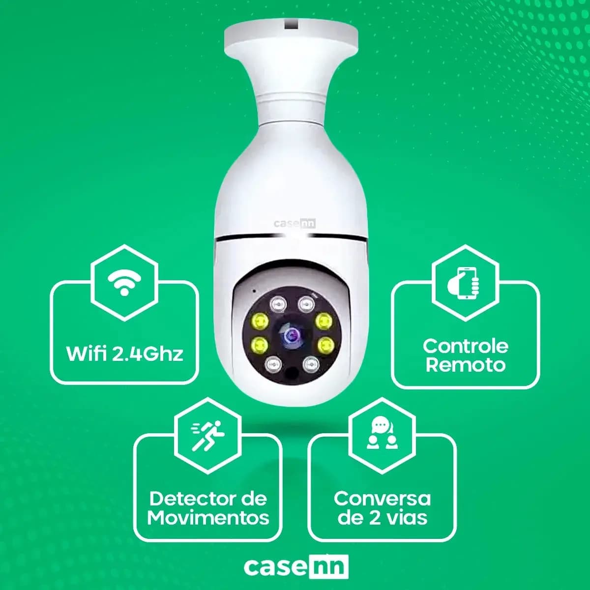 Câmera Lampada De segurança Casenn Ip Wifi Com Visão Noturna Interna Externa App Yoouse Espiã 360o Cor Branco — imagem 2