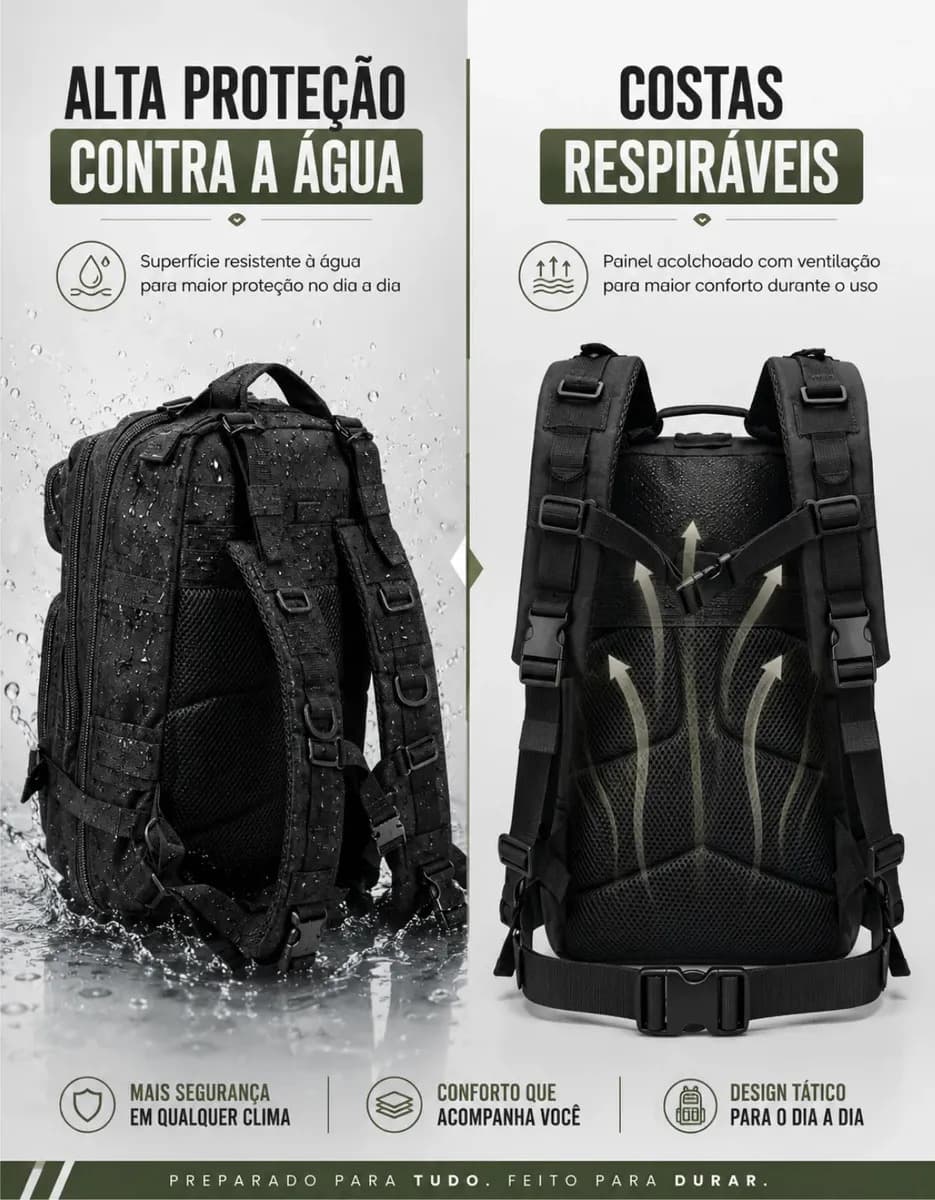 Mochila Tática Militar Bolsa Resistente 30 Litros Super Reforçada Impermeável Bandeira Brasil Brinde Utilizzei — imagem 5
