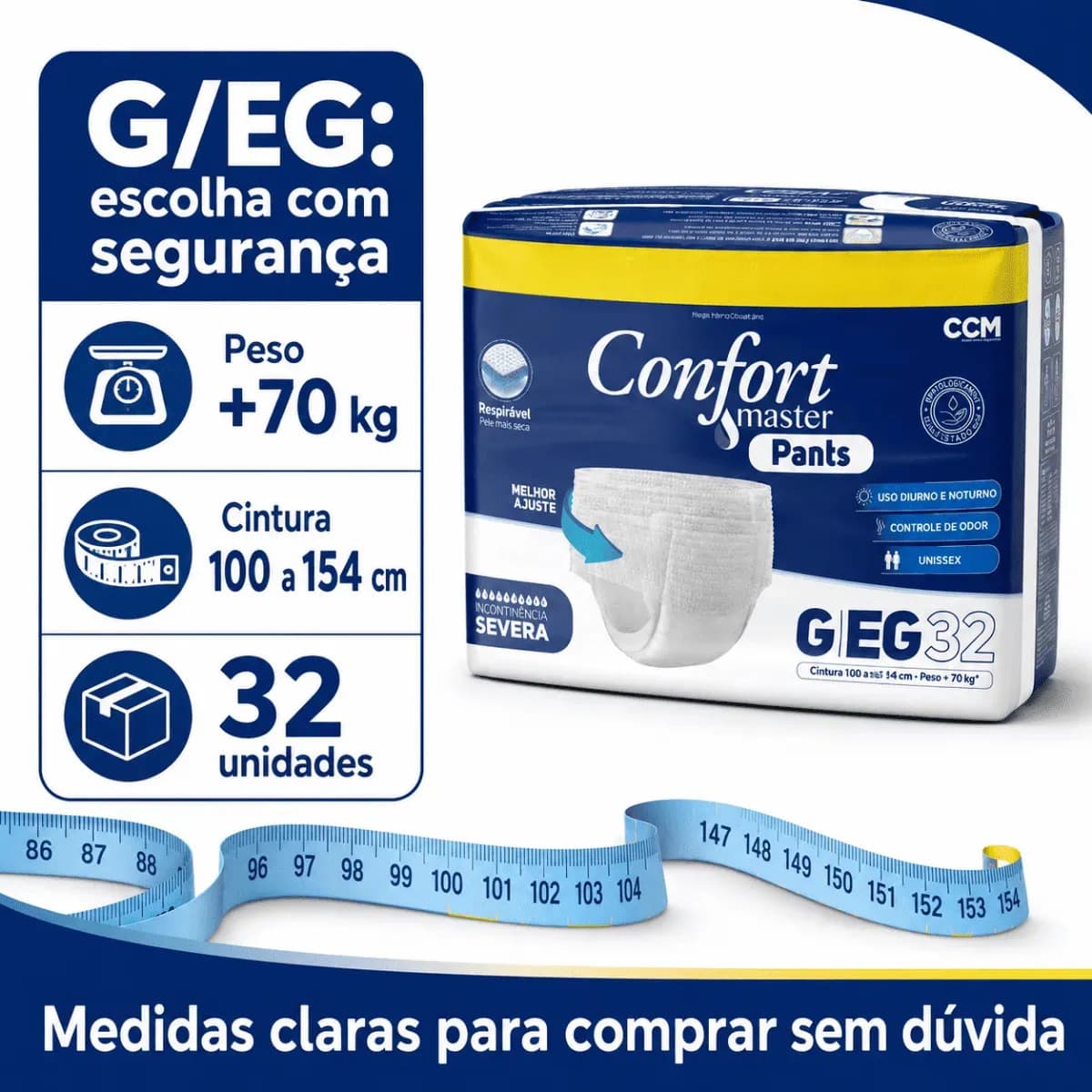Fralda Geriátrica Pants ConfortMaster Noturna Severa G/EG x 32 un