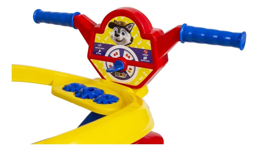 Triciclo Kendy Patrulha Canina Infantil Baby Dog Azul e Vermelho com Haste e Apoio de Pés — imagem 3