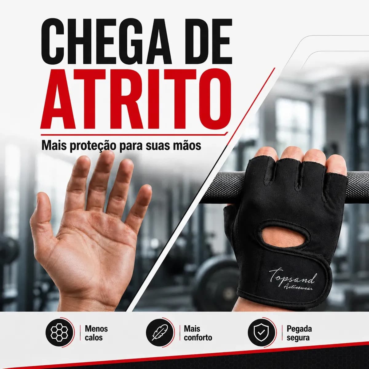 Luva Academia Musculação Treino Crossfit Unissex Ajustável Protetor Palmar Antiderrapante Neoprene Grip Fitness Proteção Contra Calos Palma Preta Tamanho Único  — imagem 2