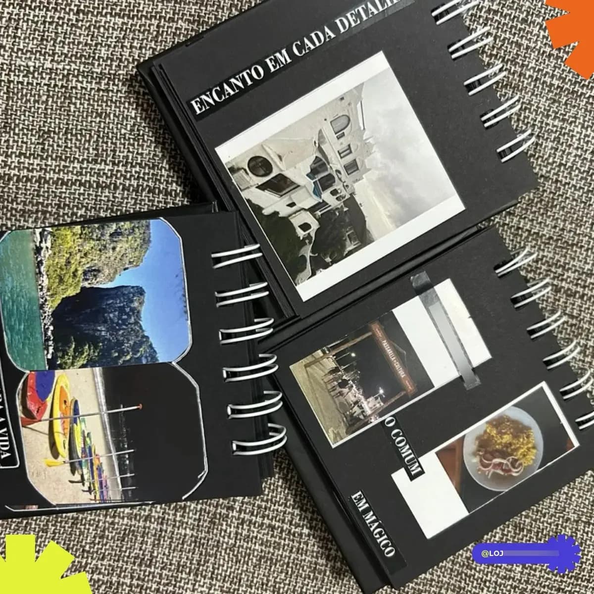 Mini Scrapbook Namorados 10x10cm 50 Páginas Capa Dura 180g Preto Capa Lisa — imagem 6