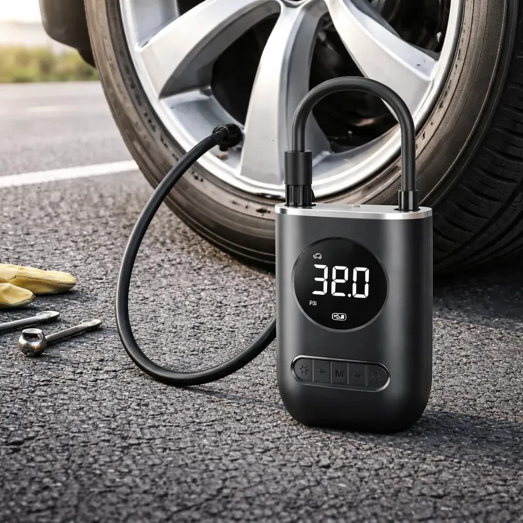 Mini Compressor De Ar Portátil Carro Moto Bicicleta Preto Monofásica — imagem 3