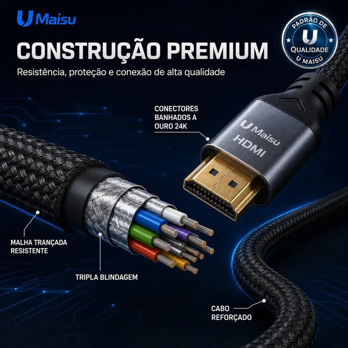 Cabo Hdmi 3 Metros 2.1 8k 4k Ultra HD Full Hd Blindado Speed Para Projetores Ps5 Xbox E Smarttv — imagem 5