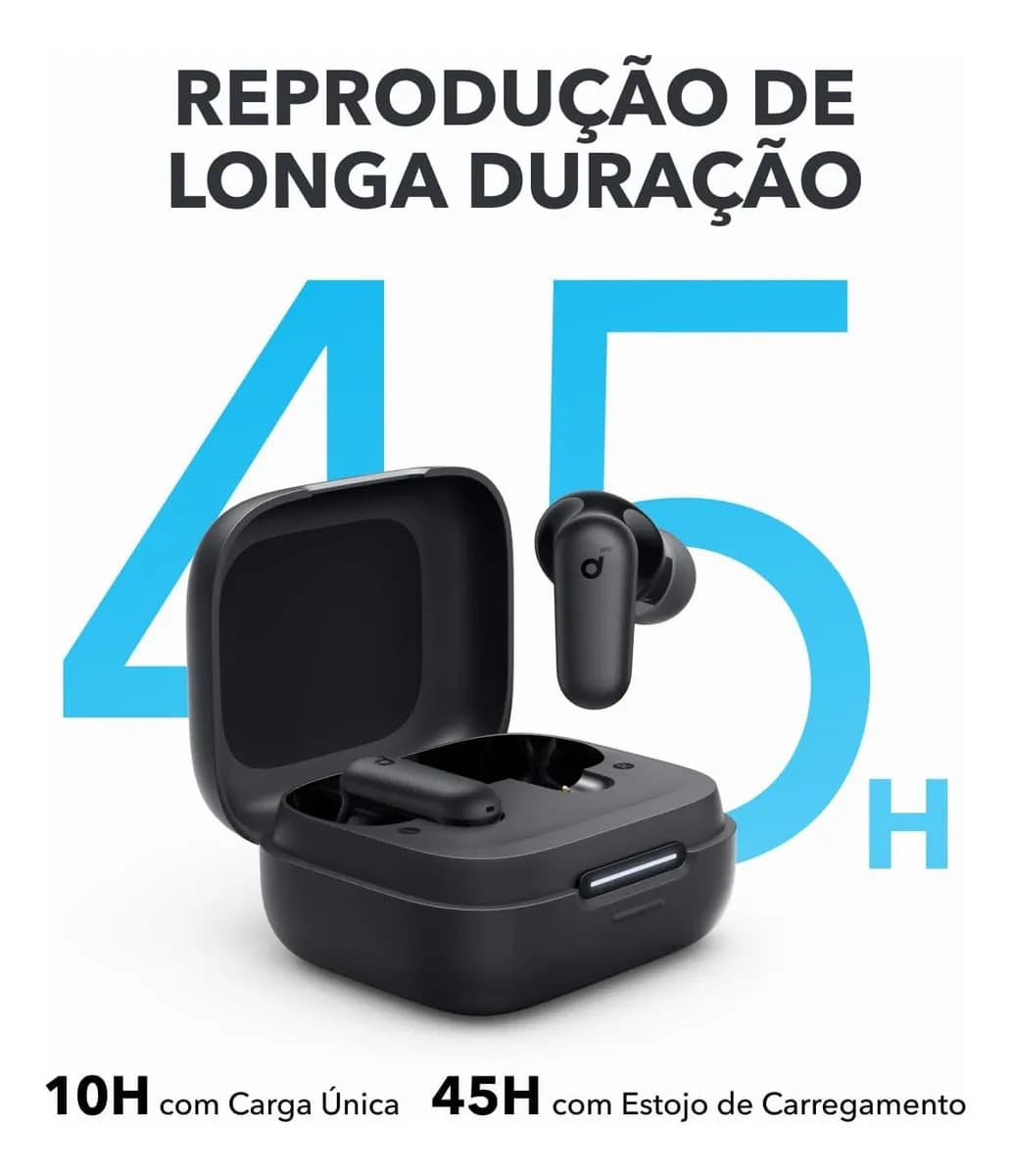 Fone de Ouvido Bluetooth 5.4 soundcore P30i da Anker, Cancelamento de Ruído Adaptativo, Graves Poderosos, 45H de Reprodução, Estojo 2-em-1 com Suporte para Celu — imagem 4
